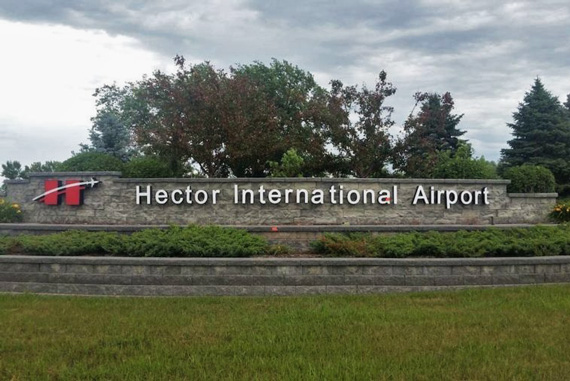 Hector International Airport sign